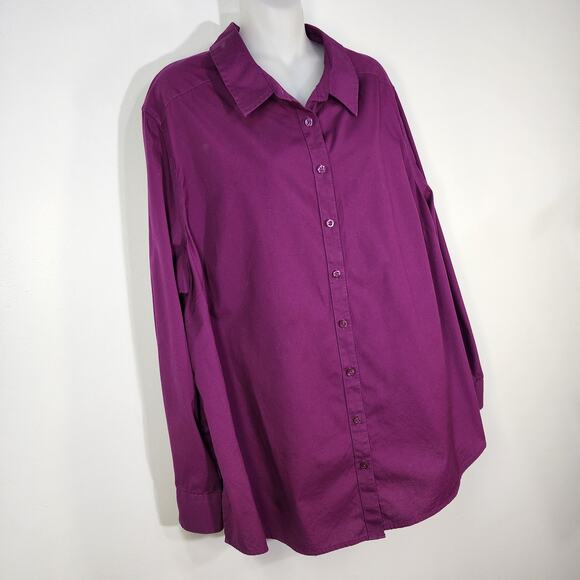 Foxcroft Lane Bryant Shirt Women Size 22 Wrinkle Free Stretch Button Long Sleeve - Picture 4 of 9